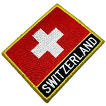 Bandeira país Suíça patch bordada, passar a ferro ou costura - BR44