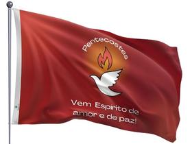 Bandeira Pentecostes Espírito Santo Pomba Branca Fogo Dupla Face Estampada Tamanho 90x128cm Bandeira Pentecostes Espírito Santo Pomba Branca Fogo Dupla Face Estampada Tamanho 90x128cm