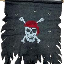 Bandeira Pirata Tecido Rustico Enfeite Festa Halloween