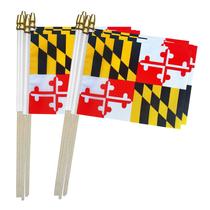 Bandeira TSMD Maryland State 21 x 14 cm com bastão de 32 cm, pacote com 12