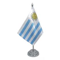 Bandeira Uruguai Mesa Dupla Face 29cm Brilho PVC
