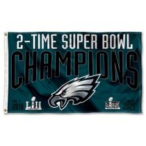 Bandeira WinCraft Philadelphia Eagles 2 vezes no Super Bowl 3 x 5 pés