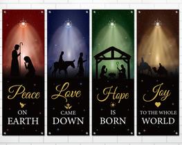 Bandeiras de Natal, festa, saudação, presépio, conjunto de 4 Bandeiras de Natal, festa, saudação, presépio, conjunto de 4