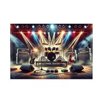 Bandeiras De Poliéster Para Fundo De Palco De Banda De Rock Com Amplificadores, Tambores, Guitarras, Bandeiras De Poliéster Para Fundo De Palco De Banda De Rock Com Amplificadores, Tambores, Guitarras,