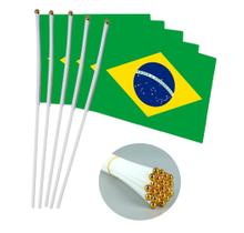 Bandeirinha Brasil C Haste Tecido Copa Eleição 12 Unidades - Garota Bonita