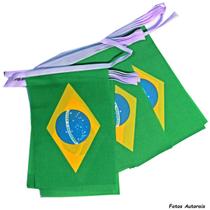 Bandeirinha Brasil Copa Mundo 10metro Tecido Poliéster 19x27