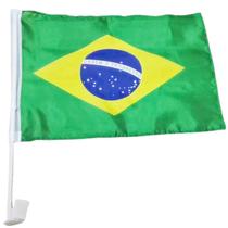 Bandeirinha Brasil suporte vidro de Carro 30x45 Poliéster