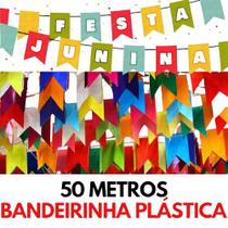 Bandeirinha Decoração Festa Junina Plástica Kit 50 Metros
