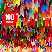 Bandeirinha Festa Junina 100 Metros Bandeirolas De Papel Seda Decoração Enfeite Varal Coloridas