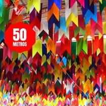 Bandeirinha Festa Junina 50 Metros Bandeirolas De Papel Seda Decoração Enfeite Varal Coloridas