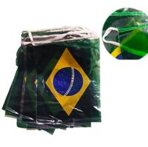 Bandeirinha Plástica 10m Bandeira Brasil Copa do Mundo 28x38 - Real Seda