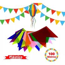 Bandeirinha Plastica Festa Junina Decoração 100 Metros 210un