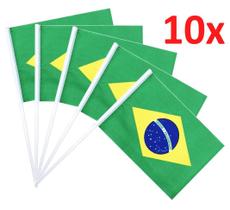 Bandeirinhas Brasil C Haste Tecido Copa Eleição 10 Peças - Garota Bonita