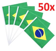 Bandeirinhas Brasil C Haste Tecido Copa Eleição 50 Unidades - Garota Bonita