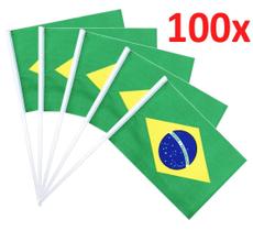 Bandeirinhas Brasil Haste Tecido Copa Eleição 100 Unidades - Garota Bonita