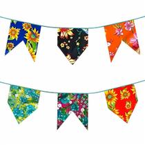 Bandeirinhas Festa Junina Plástica Estampada Floral A Pronta de Água Pode Molhar Enfeite pra Área Externa e Interna