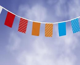 Bandeirinhas festivas tecido em varal de 7.8m bolinha