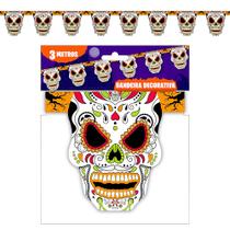 Bandeirinhas Halloween Dia das Bruxas Enfeite Pendurar Caveira Mexicana 3 Metros Bandeirinhas Halloween Dia das Bruxas Enfeite Pendurar Caveira Mexicana 3 Metros
