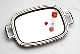 Bandeja 100% Aço Inox Retangular Grande Com Alça 43x32,5cm Inox Bandeja 100% Aço Inox Retangular Grande Com Alça 43x32,5cm Inox