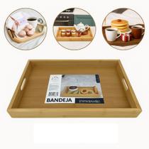 Bandeja 100% Bambu Servir Café Da Manhã Decoração 33x22cm