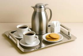 Bandeja 100% Inox Retangular Grande Com Alça 42x31cm Café Bandeja 100% Inox Retangular Grande Com Alça 42x31cm Café