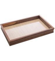 Bandeja 29,7cm Por 16,7cm Por 4,5cm De Madeira Com Sisal Trancado Natural