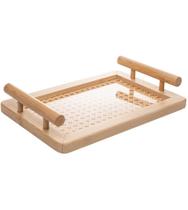 Bandeja 29cm X 19,5cm X 6,5cm De Bambu Com Alca E Fundo Em Treliça