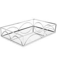 Bandeja 31cm Comprimento Por 20cm de Largura Retangular Geometric Espelhada Bandeja 31cm Comprimento Por 20cm de Largura Retangular Geometric Espelhada
