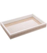 Bandeja 45x29,5x4,5cm De Madeira Com Sisal E Bambu Branca Bandeja 45x29,5x4,5cm De Madeira Com Sisal E Bambu Branca