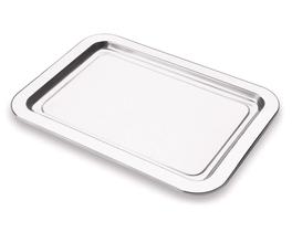 Bandeja Aço Inox Retangular 34x25 Cm Servir Casa Hospital Inoxidavel Higiene Aparador Multiuso