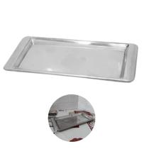 Bandeja Aço Inox Retangular Servir Café 30x14 Cm Multiuso
