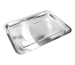 Bandeja Aço Inox Retangular Servir Restaurante 32x22cm