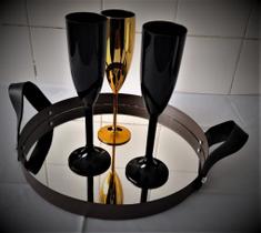 Bandeja Adnet Espelhada Redonda Decorativa 30cm Marrom c/ Alça Preta Bandeja Adnet Espelhada Redonda Decorativa 30cm Marrom c/ Alça Preta