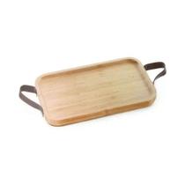 Bandeja Alça Couro Ecokitchen Bambu 46 cm Mimo BM19130