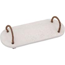 BANDEJA ALÇA FIBRA MARMORE 1x14x34cm BRANCO DECORATIVO LAVABO