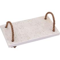 BANDEJA ALÇA FIBRA MARMORE LAVABO 1x14x24cm BRANCO DECORATIVO