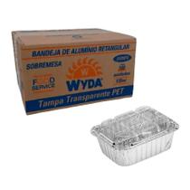 Bandeja Alúminio com Tampa Pet 135ml DSMFS Caixa c/100 - Wyda
