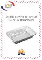 Bandeja alumínio descartável 750 ml c/100 unid - Wyda - embalagem alimento, marmitex (7066)