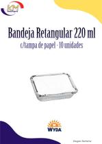 Bandeja alumínio retangular 220 ml c/tampa papel c/10 unid. - Wyda - marmita, marmitinha (10598)