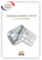 Bandeja alumínio retangular c/tampa PET 220ml c/10 unid. - Wyda - embalagem alimento (2311)