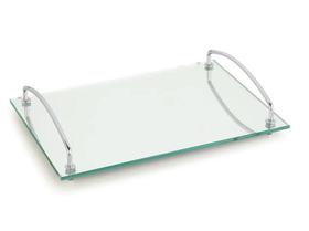 Bandeja Andrea 35 X 25 Cm Inox Vidro Espelhado Multiuso Mesa