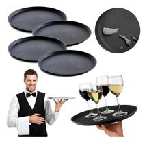 Bandeja Antiderrapante Redonda Plástico Para Servir Garçom 40cm