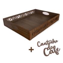 Bandeja Arabesco Pequena Cantinho do Café MDF Decorada