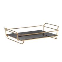 Bandeja Aramada Iris Retangular com Vidro Dourada Schmitt Aramados