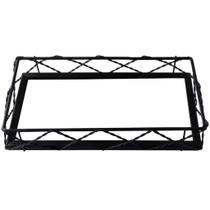 Bandeja Aramado C Espelho Retangular Decorativa Black 22x12x4cm