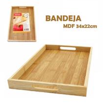 Bandeja Bambu Cafe Manhã Decorativa Retangular Pinus e MDF - BS7 COMPROU