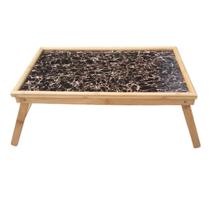 Bandeja Bambu Dobravel Cafe da Manha Lanche Cama Almoco Jantar Pe Retratil Resistente Espaçoso Ecologico Pratico