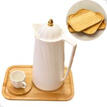 Bandeja Bambu Grande 33x23cm Decorativa Café Petisqueira Multiuso