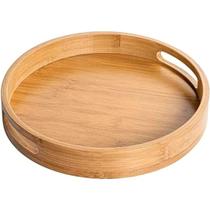 Bandeja Bambu Redonda com alça borda café da manhã 30 cm Bandeja Bambu Redonda com alça borda café da manhã 30 cm