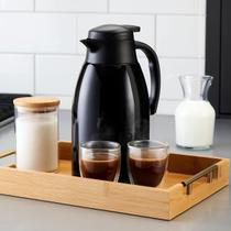 Bandeja Bambu Retangular 35x25cm com Alças Douradas Luxo Ideal Para Servir Lanches e Café